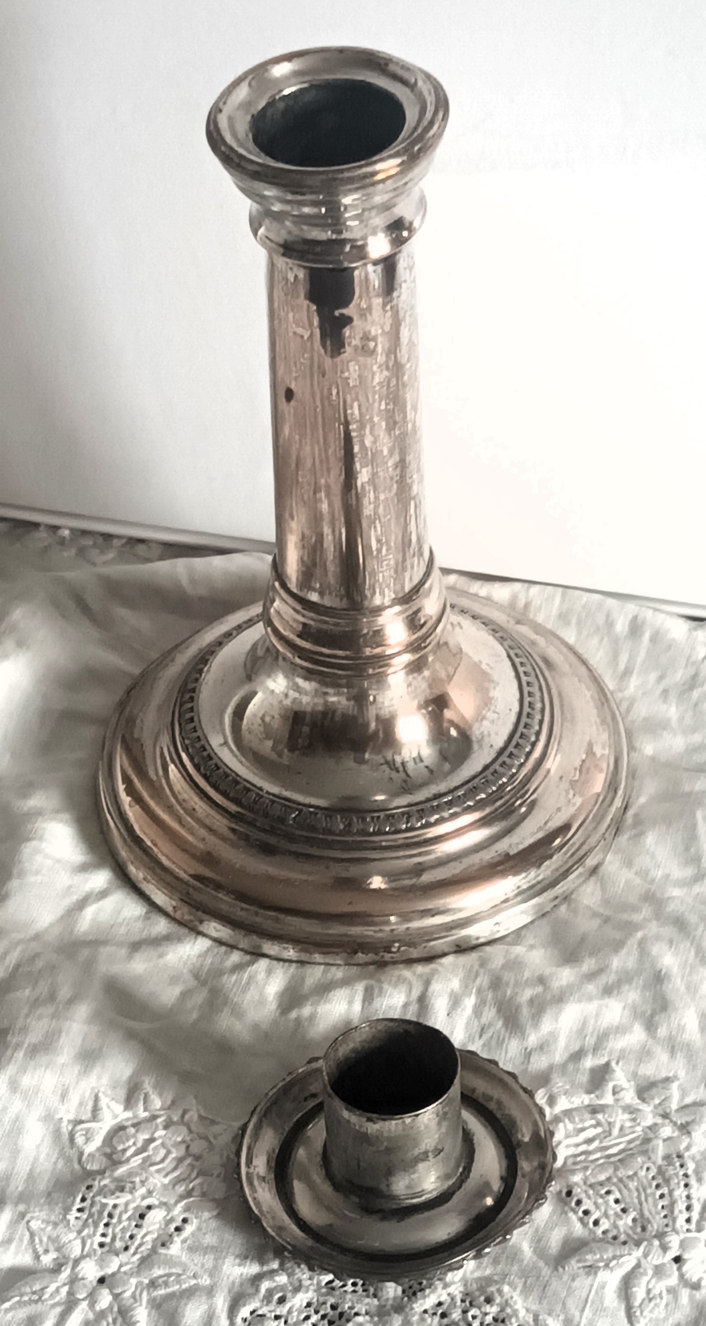 Antique English Victorian Old Sheffield Plate Candlestick - Image 6